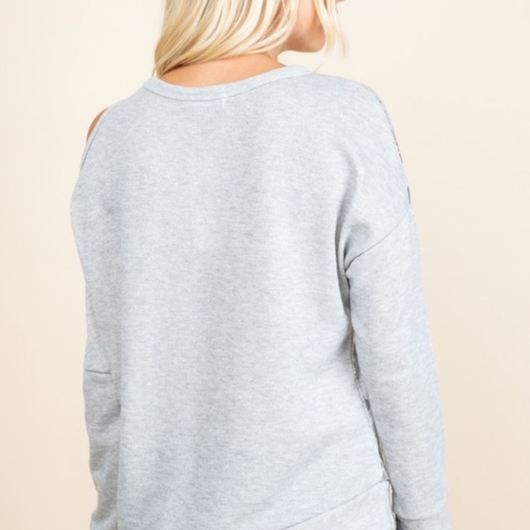 Foil Animal Print Cold Shoulder Sweatshirt NWT - Picture 5 of 9